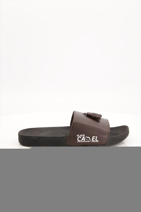 Men Tassel Style Brown Slide