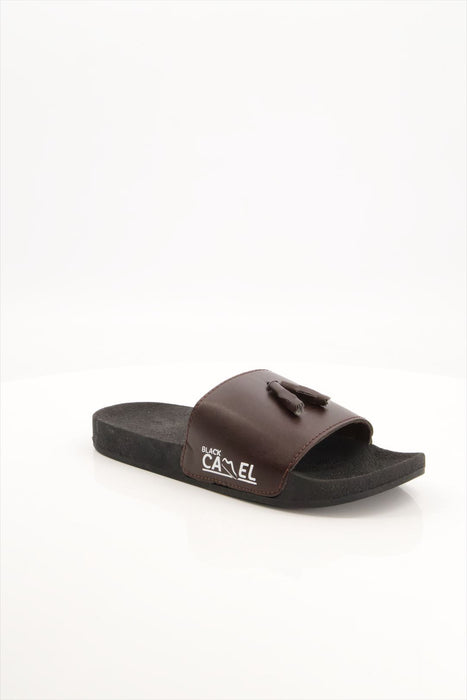 Men Tassel Style Brown Slide