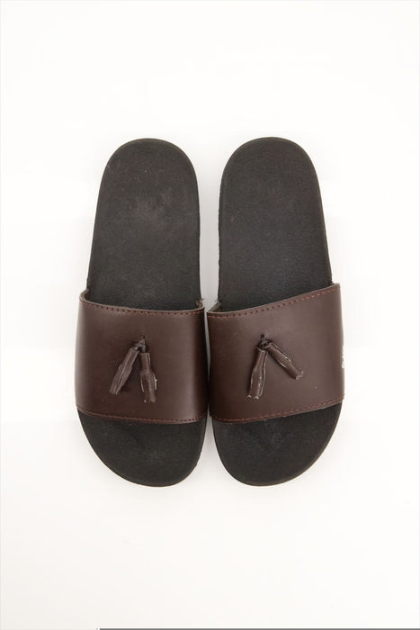 Men Tassel Style Brown Slide