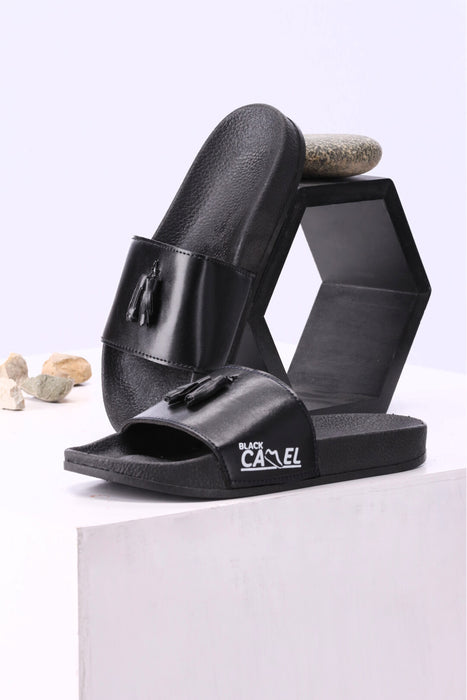 Men Tassel Style Black Slide