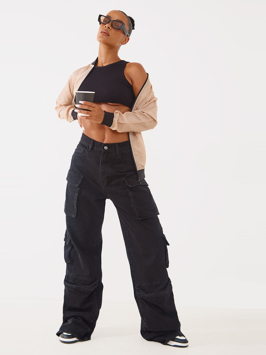 PLT Stone Basic Lightweight Bomber Jacket For Ladies-Beige-SP3268