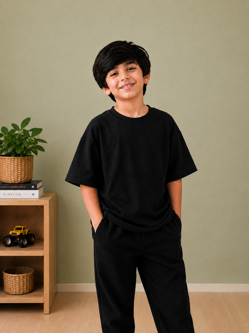 Kids Oversized Drop Shoulder T-Shirt – Black na6
