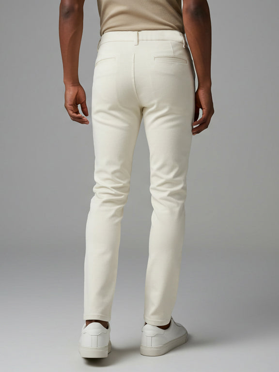 Louis Vicaci Lycra Stretchy Slim Fit Pent For Men-Off White-RA0125