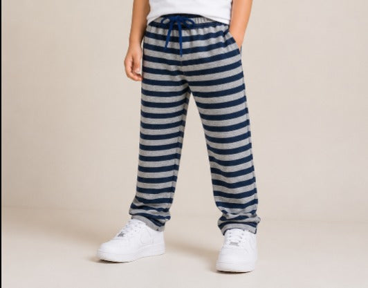 Premium Boys Trouser-Melange Grey with Navy-T17