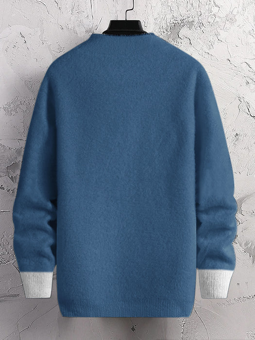 Louis Vicaci Turtle Neck Rabbit Wool Sweatshirt-Blue-BR1215