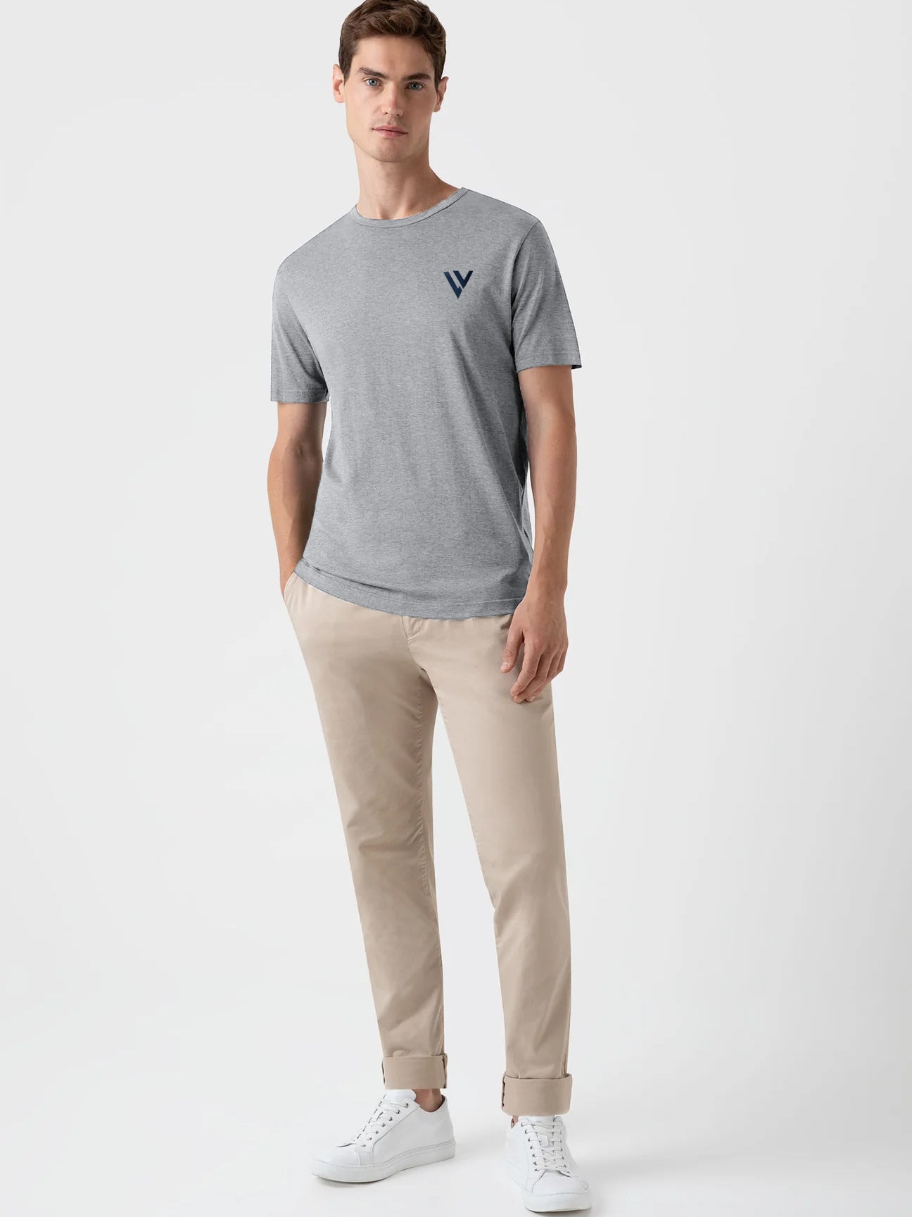 Louis Vicaci Summer T Shirt For Men-Grey Melange-BR618