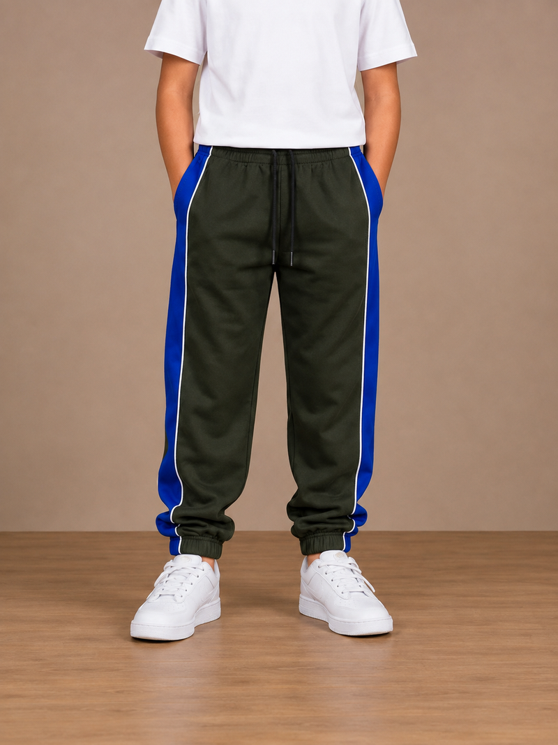 Kids Premium Track Pants – Dark Green & Royal Blue thg6