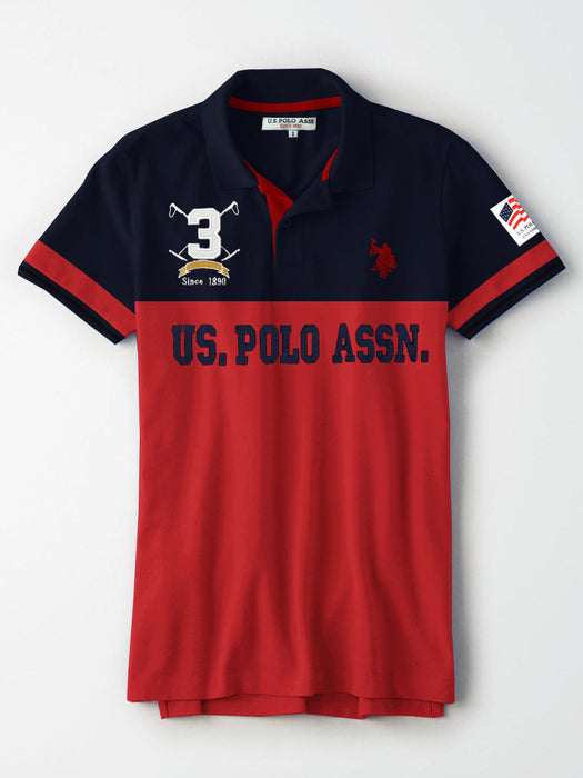 U.S Polo Assn. P.Q Half Sleeve Polo Shirt For Men-Red & Navy-BR13125