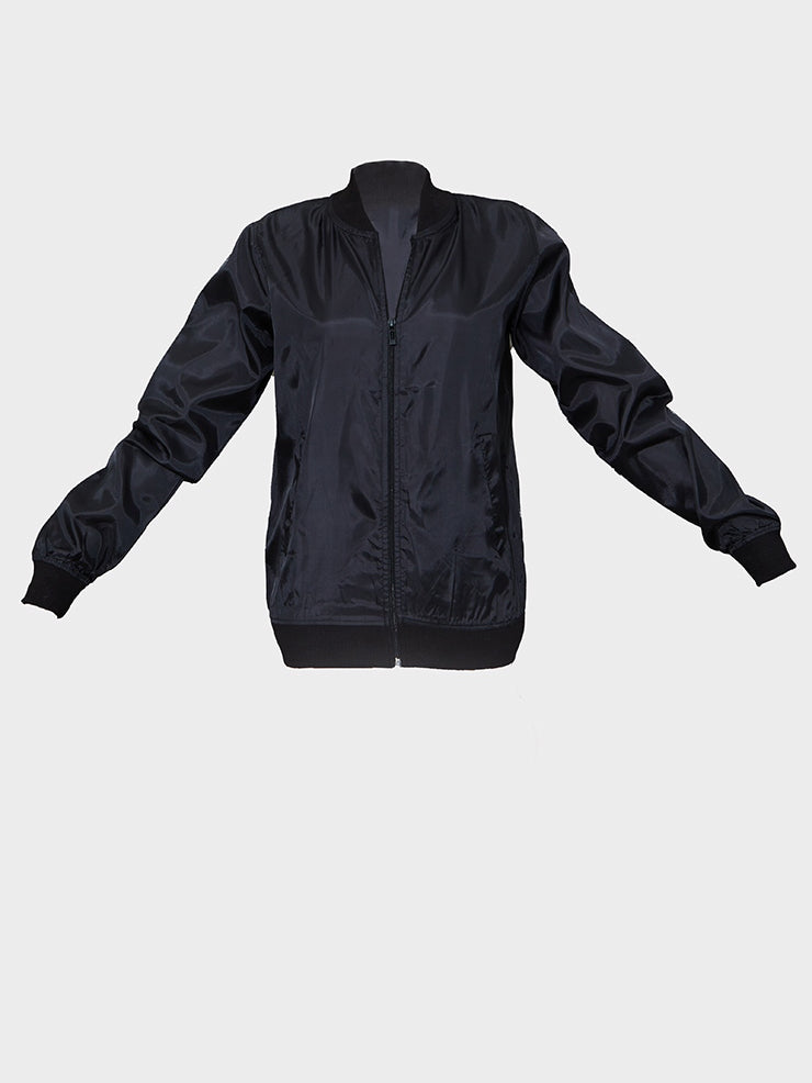 PLT Basic Lightweight Bomber Jacket For Ladies-Black-RT2565