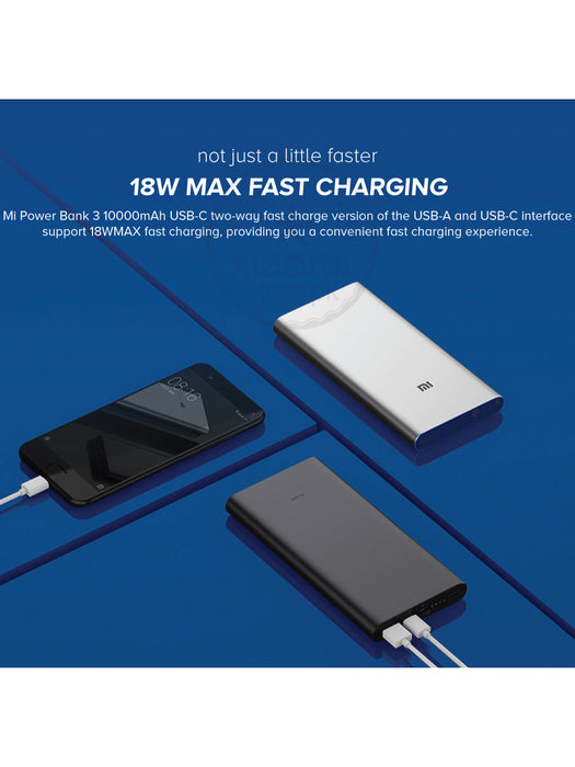 10000mAh Mi Power Bank 3 USB-C 2-Way Fast Charging-Silver-BR14040