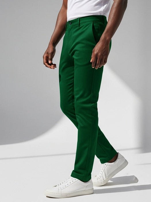 Louis Vicaci Interlock Stretchy Slim Fit Pent For Men-Dark Green-BE1024/BR13259