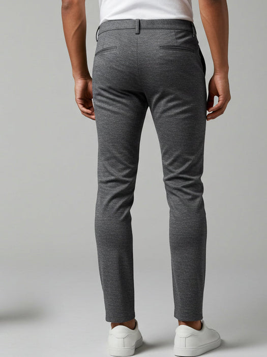 Louis Vicaci Lycra Stretchy Slim Fit Pent For Men-Charcoal Melange-RA0132