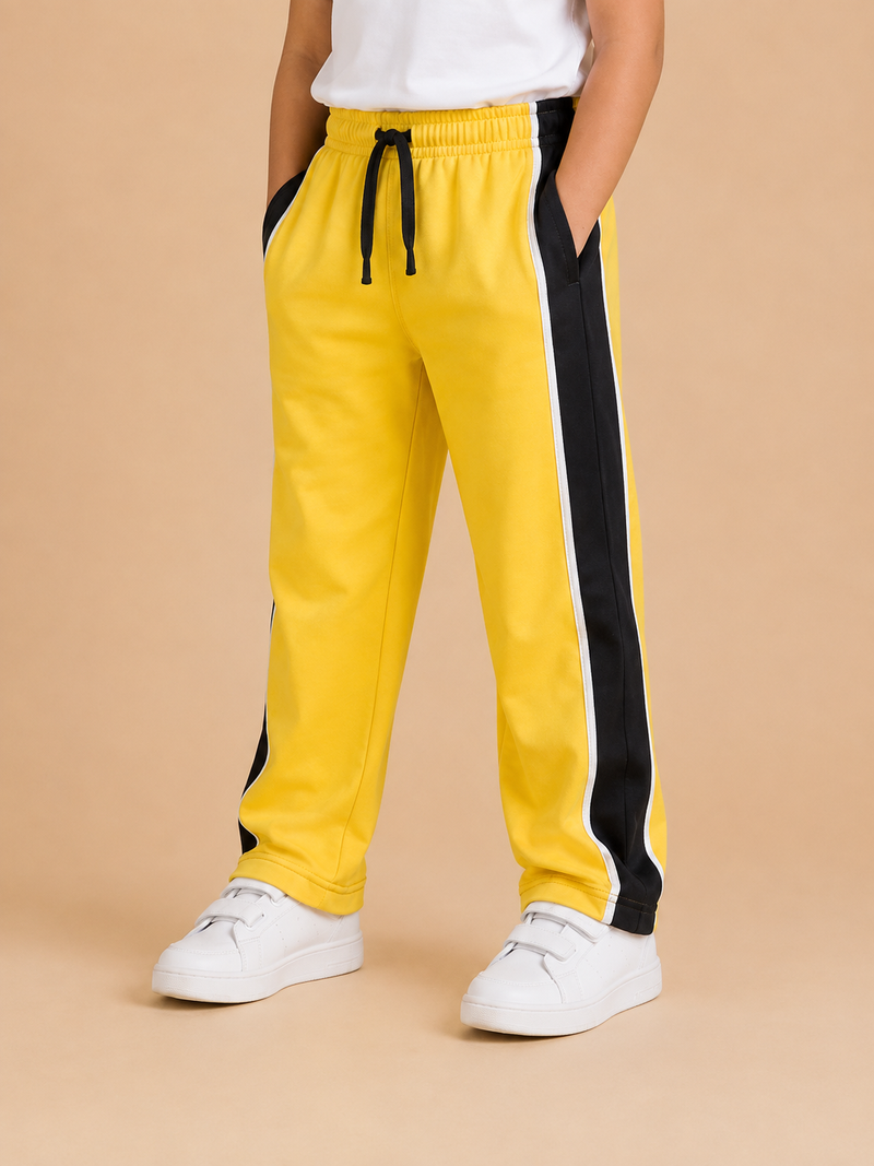 Premium Boys Trouser-Golden Yellow With Navy -T27