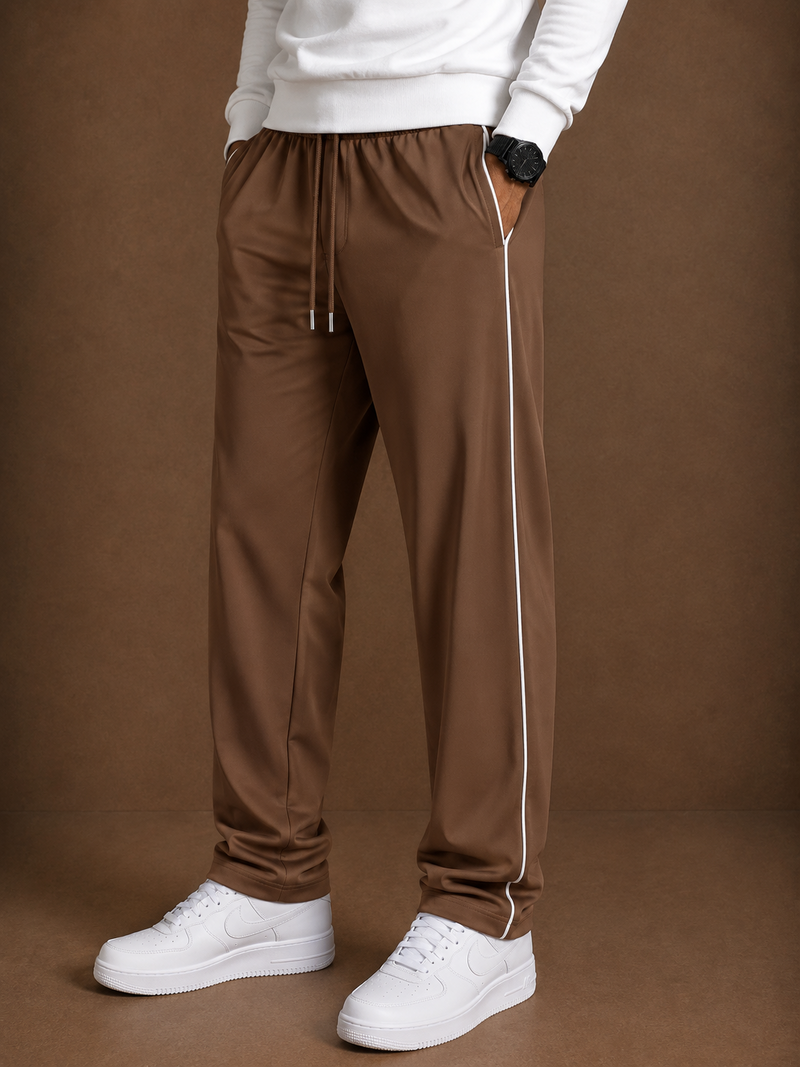 Stylish Regular Fit Both Season Trouser For Men Warm Brown   with navy stripes tr10