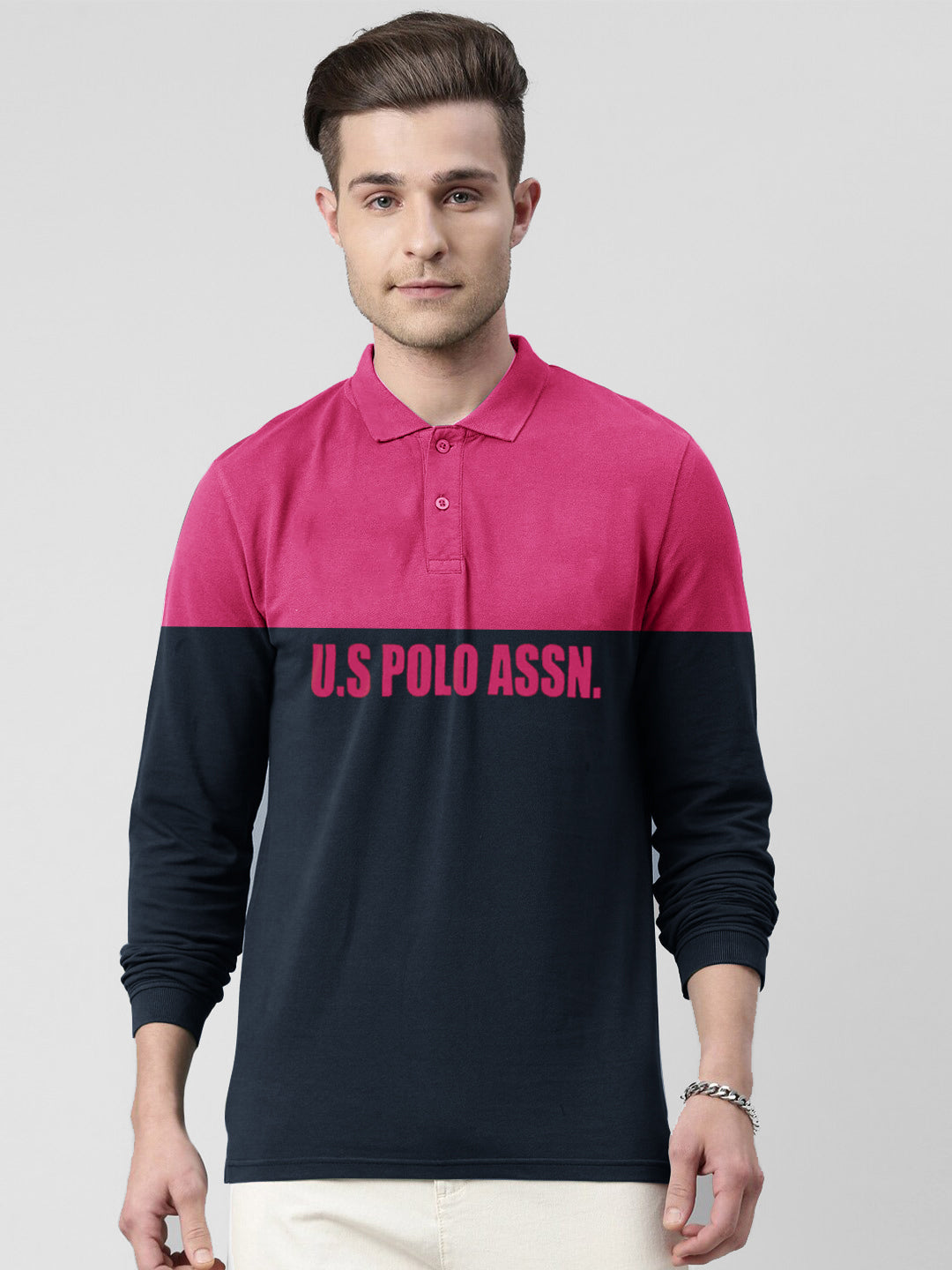 U.S.P.A Polo Shirt For Men-Magenta & Navy-RT49