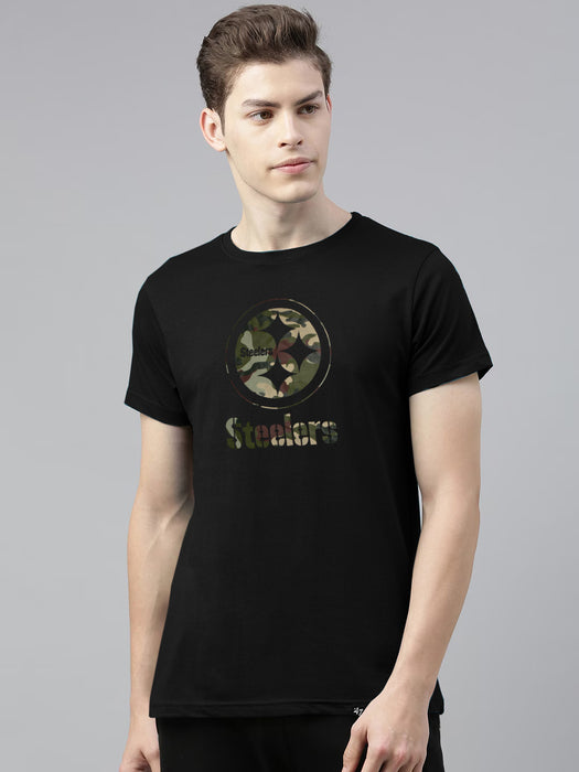 47 Crew Neck Half Sleeve Tee Shirt For Men-Black with Print-BR13355