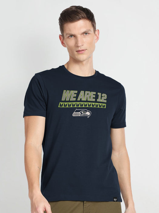 47 Crew Neck Half Sleeve Tee Shirt For Men-Dark Navy with Print-BR13361