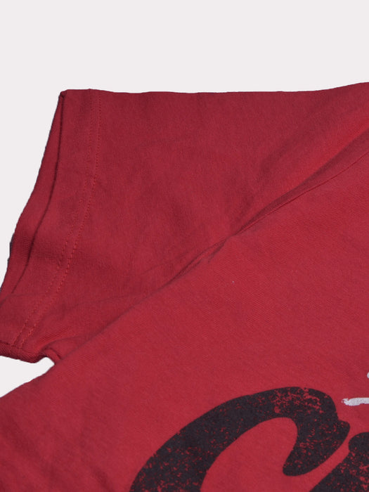 47 Raw Crew Neck Half Sleeve Tee Shirt For Men-Dark Red-BR13307