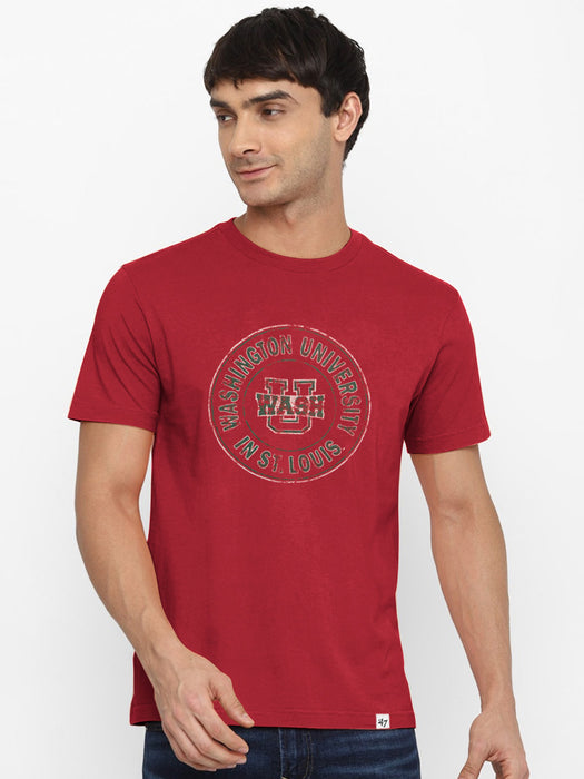 47 Raw Crew Neck Half Sleeve Tee Shirt For Men-Dark Red-BR13309