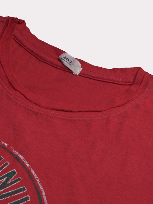 47 Raw Crew Neck Half Sleeve Tee Shirt For Men-Dark Red-BR13309