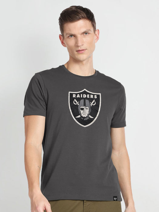 47 Single Jersey Crew Neck Tee Shirt For Men-Dark Grey wit Print-BR13242