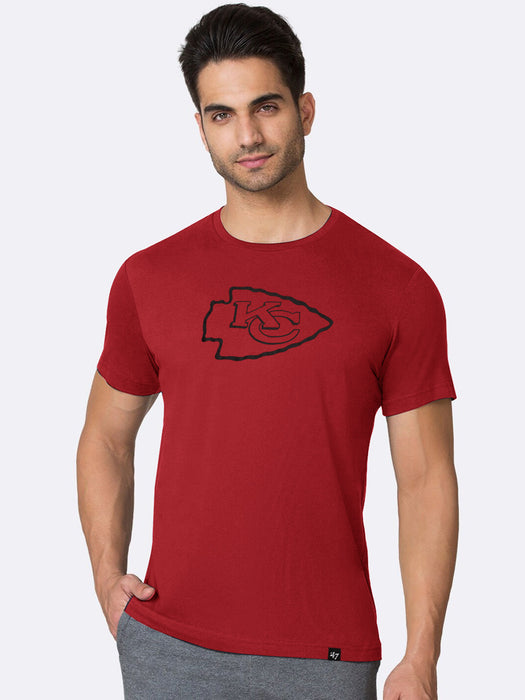 47 Single Jersey Crew Neck Tee Shirt For Men-Red with Print-BR13264