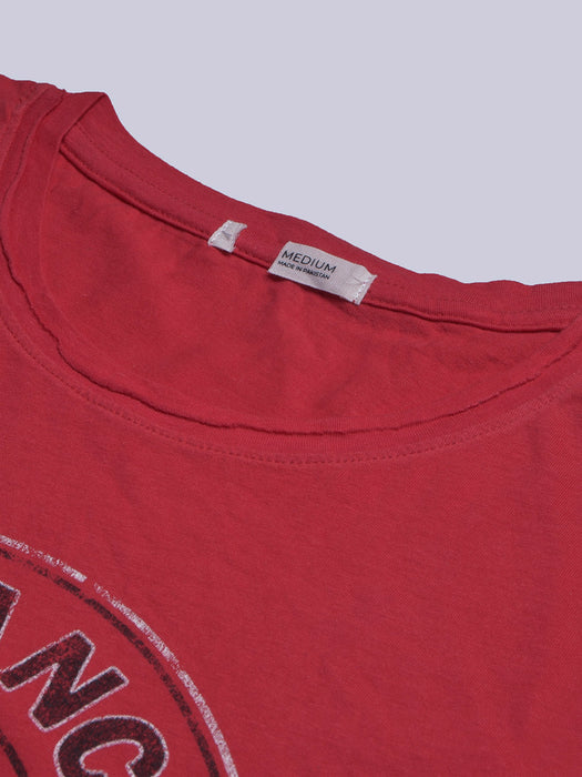 47 Single Jersey Raw Edge Tee Shirt For Men-Red with Print-BR13303