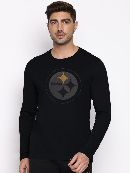 47 Summer Crew Neck Long Sleeve Tee Shirt For Men-Black with Print-BR13279