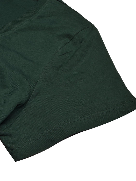 47 V Neck Tee Shirt For Men-Dark Green With Print-BR13317