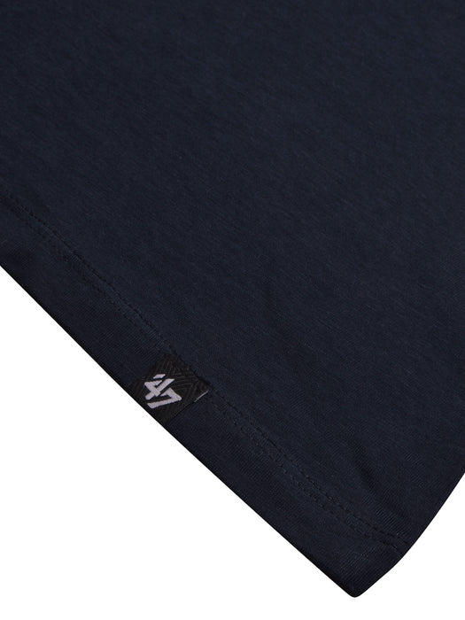 47 V Neck Tee Shirt For Men-Dark Navy with Print-BR13331