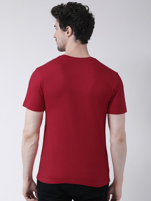 47 V Neck Tee Shirt For Men-Dark Red-BR13321