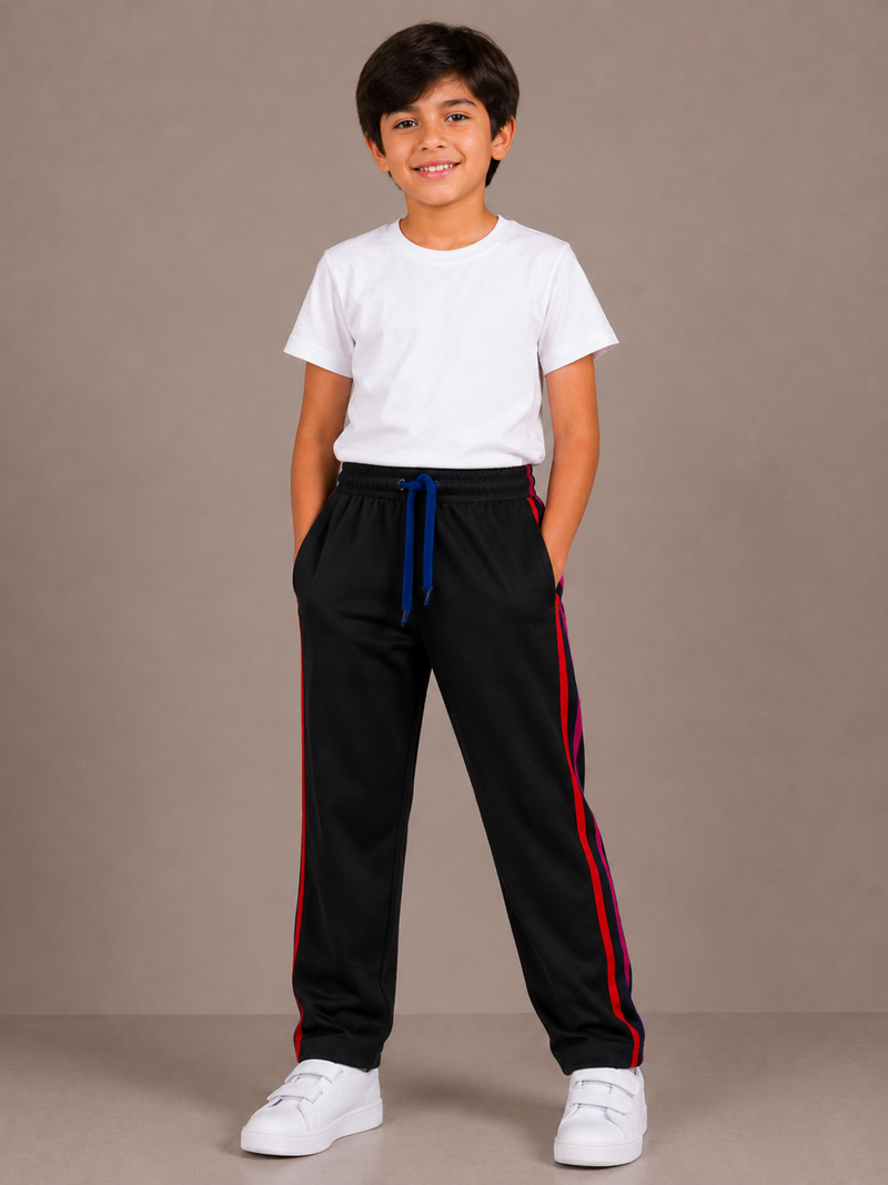 Premium Kids Lycra Trousers Black with ,Side Stripe p10