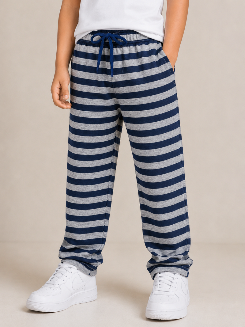 Premium Boys Trouser-Melange Grey with Navy-T17
