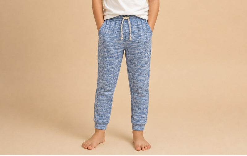 Kids Blue Melange Jogger Pants – Soft & Comfortable Casual Wear