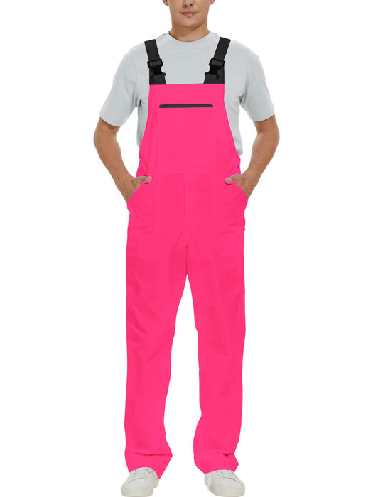 Wellwork Cargo Work Dungarees Basic Parachute Work Suit For Men-Neon Pink-RT2591