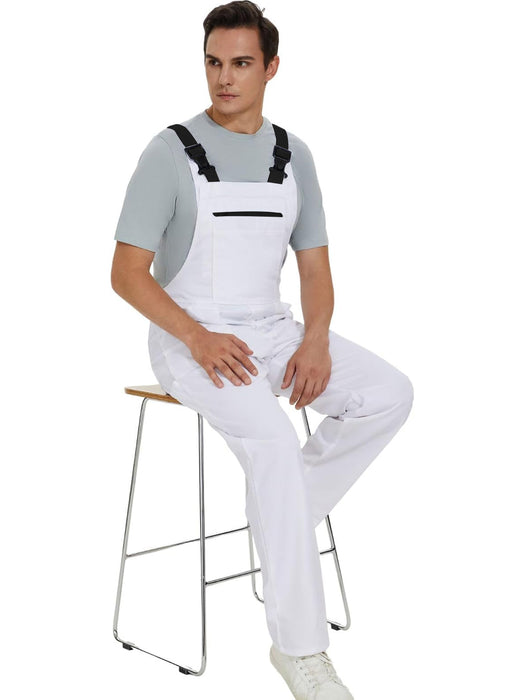 Wellwork Cargo Work Dungarees Basic Parachute Work Suit For Men-White-RT2594