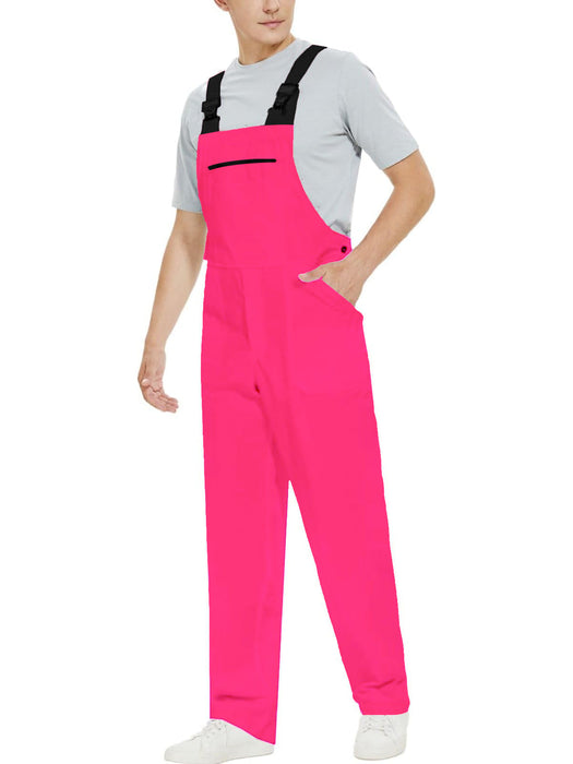 Wellwork Cargo Work Dungarees Basic Parachute Work Suit For Men-Neon Pink-RT2591