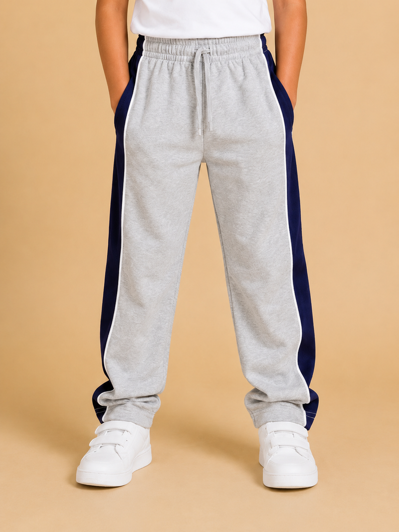 Premium Boys Trouser- Gray with navy -T01