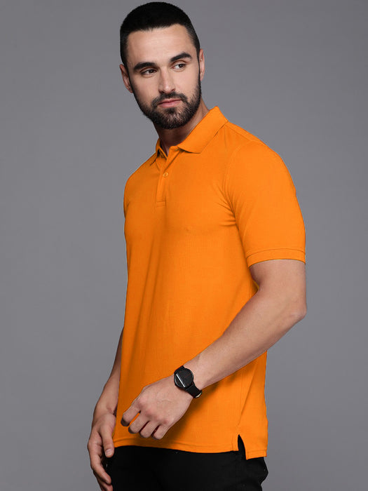 PYPR Summer Solid Polo Shirt For Men-Orange-BR13827