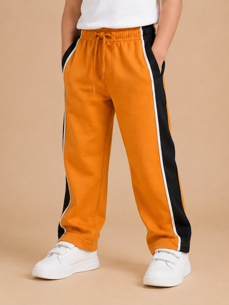 Premium Boys Trouser- Orange With Navy -T22