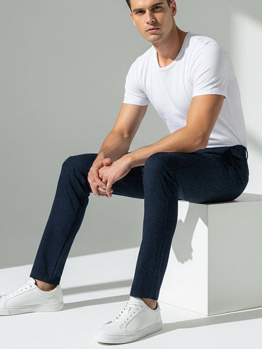 Louis Vicaci Denim Lycra Stretchy Slim Fit Pent For Men-Dark Navy-RA0134