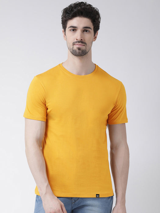 47 Single Jersey Crew Neck Tee Shirt For Men-Yellow-RT2497