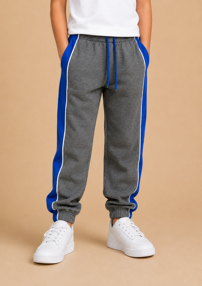 Kids Boys Premium Track Pants – Grey & Royal Blue nj6
