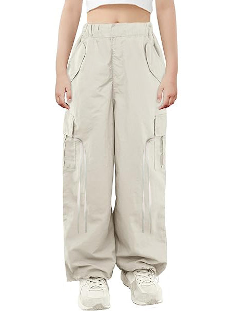 Lightweight Parachute Oversized Shell Cargos Jogger Trouser For Ladies-Skin-RT2581