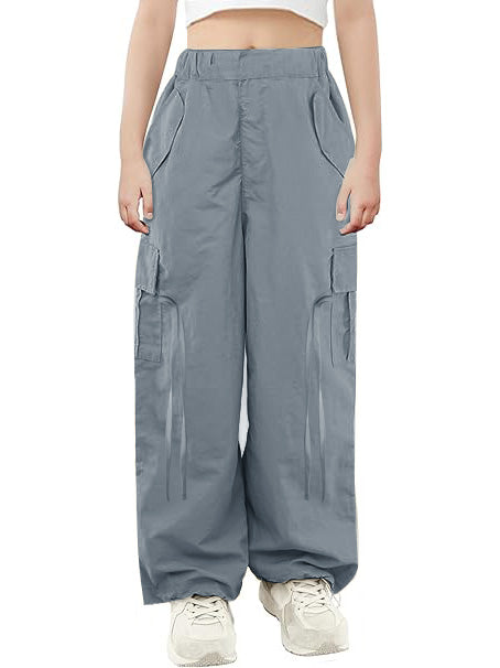 Lightweight Parachute Oversized Shell Cargo Trouser For Ladies-Slate Blue-RT2590