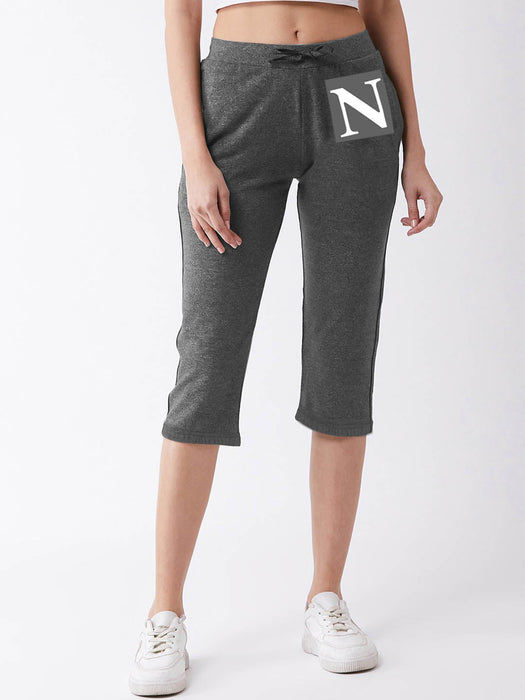 NYC Polo Fleece Gathering Bottom Capri For Ladies-Charcoal Melange-SP2010