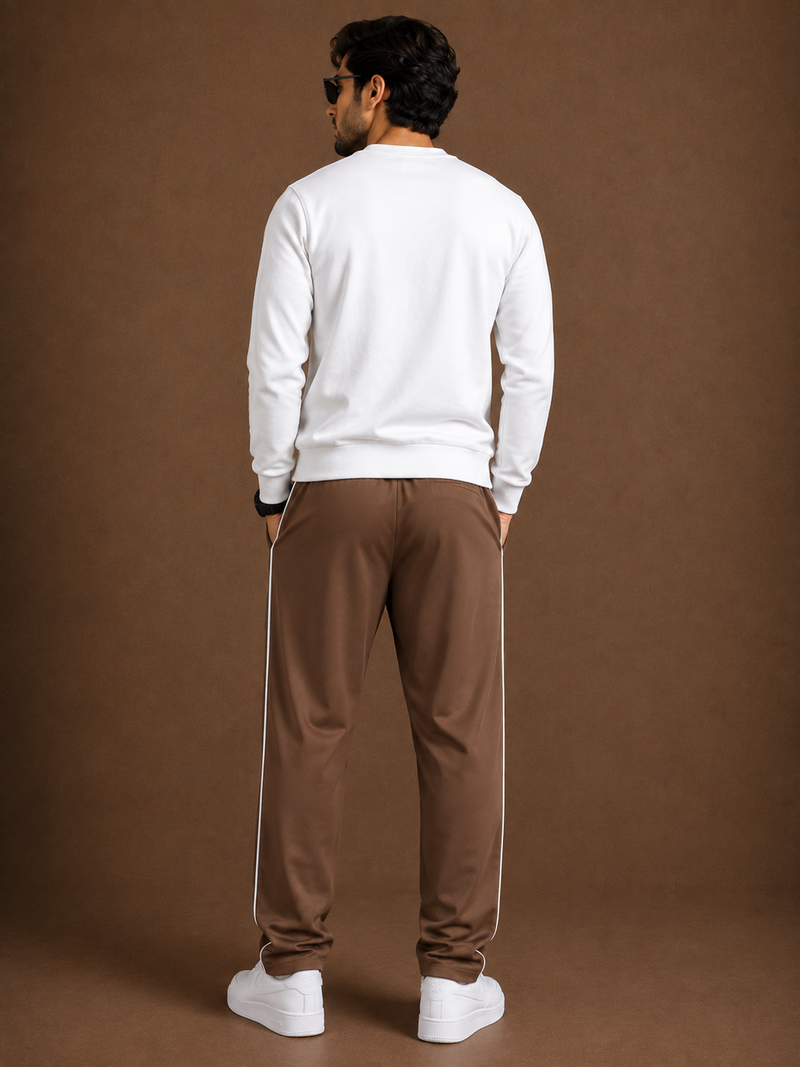 Stylish Regular Fit Both Season Trouser For Men Warm Brown   with navy stripes tr10