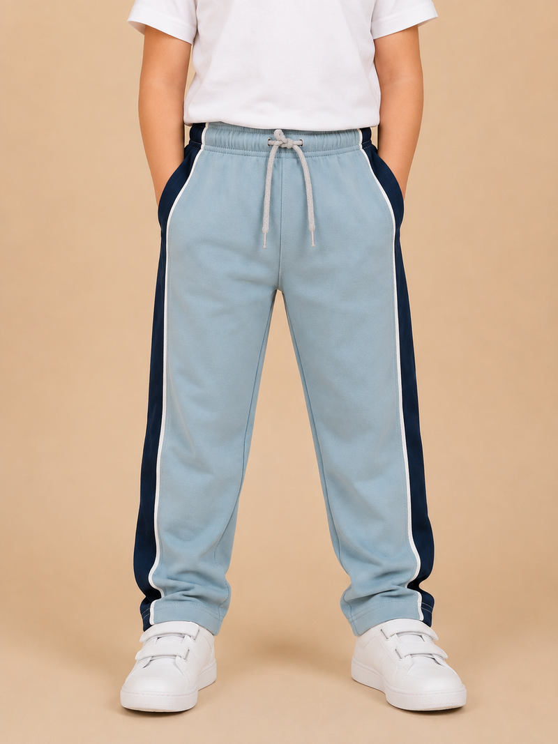 Premium Boys Trouser-  Light Sky Blue With Navy -T38