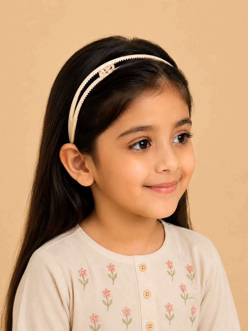 Elegant Open-Design Plastic Hair Headband for Girls & Women – Cream