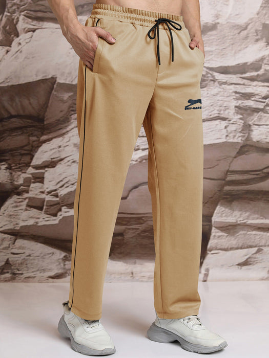 Slazenger Slim Fit Lycra Trouser For Men-Golden with Black Piping-RT2518